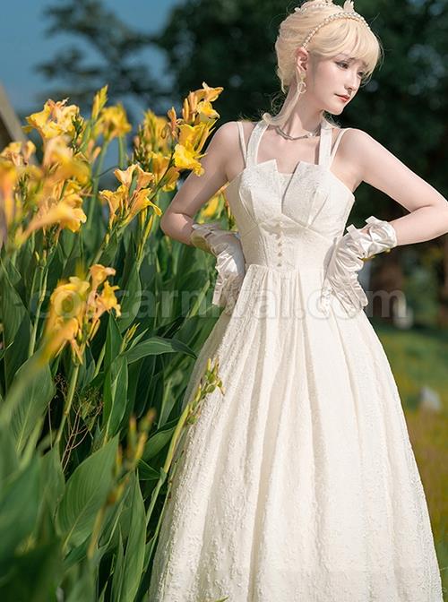Hepburn-Style-Elegant-White-Halterneck-Pearl-Embellished-Simple-Jacquard-Fabric-Classic-Lolita-Sleeveless-Dress-coscarnival-2669