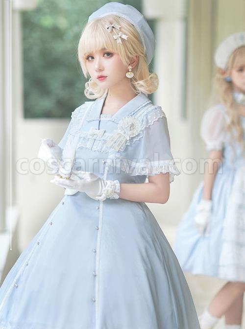Herringbone-Jacquard-Polka-Dot-Chiffon-Lace-Shawl-Sleeve-Design-Bow-Classic-Lolita-Short-Sleeve-Dress-coscarnival-2680