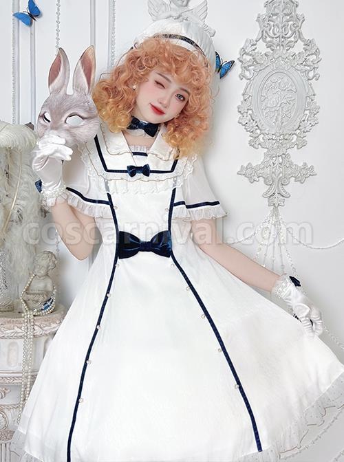 Herringbone-Jacquard-Polka-Dot-Chiffon-Lace-Shawl-Sleeve-Design-Bow-Classic-Lolita-Short-Sleeve-Dress-coscarnival-2695