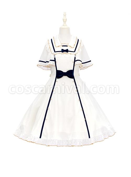 Herringbone-Jacquard-Polka-Dot-Chiffon-Lace-Shawl-Sleeve-Design-Bow-Classic-Lolita-Short-Sleeve-Dress-coscarnival-2713