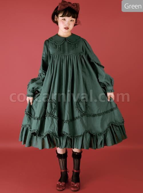 High-Waist-Doll-Collar-Pure-Color-Classic-Lolita-Long-Sleeve-Long-Dress-coscarnival-593