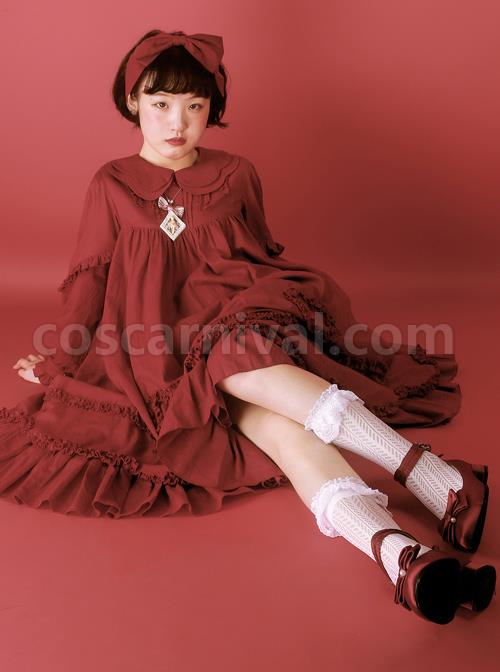 High-Waist-Doll-Collar-Pure-Color-Classic-Lolita-Long-Sleeve-Long-Dress-coscarnival-632