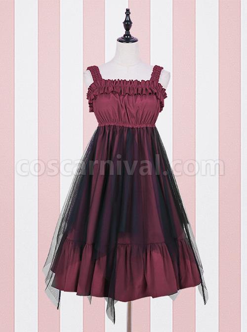 High Waist flounce Gothic Lolita Sling Dress coscarnival