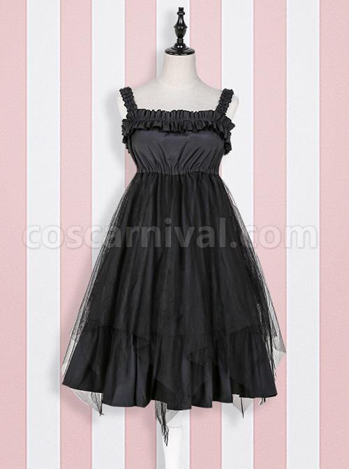 High Waist flounce Gothic Lolita Sling Dress coscarnival
