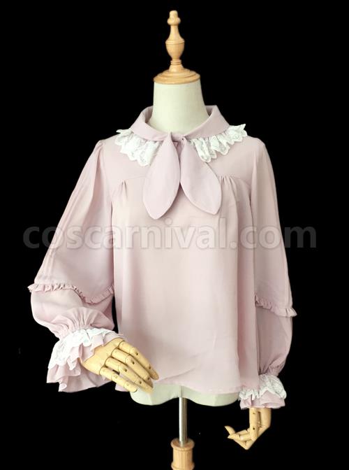 High-density Chiffon Long Puff Sleeve Lolita Shirt coscarnival