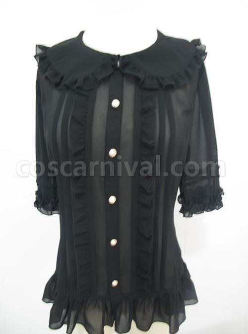 High-end Retro Chiffon Lace-up Slim Lolita Shirt coscarnival