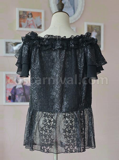 Hollow Out Lace Classic Lolita Fly Sleeve Shirt coscarnival
