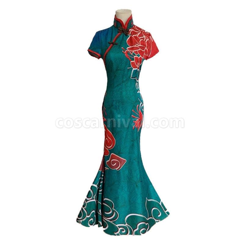 Identity V Crimson Michiko Thirteen Niang Green Cheongsam Dress Halloween Cosplay Costumes coscarnival011110815