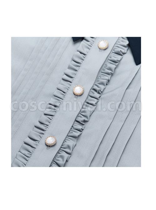 Idol.Q Series Pleated Lace Design Lapel Bow Tie Decoration Comfortable Long-Sleeve Classic Lolita Button-Down Shirt coscarnival