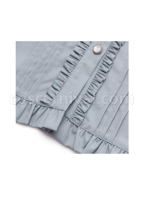 Idol.Q Series Pleated Lace Design Lapel Bow Tie Decoration Comfortable Long-Sleeve Classic Lolita Button-Down Shirt coscarnival