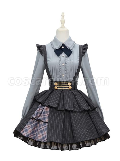 Idol.Q Series Pleated Lace Design Lapel Bow Tie Decoration Comfortable Long-Sleeve Classic Lolita Button-Down Shirt coscarnival
