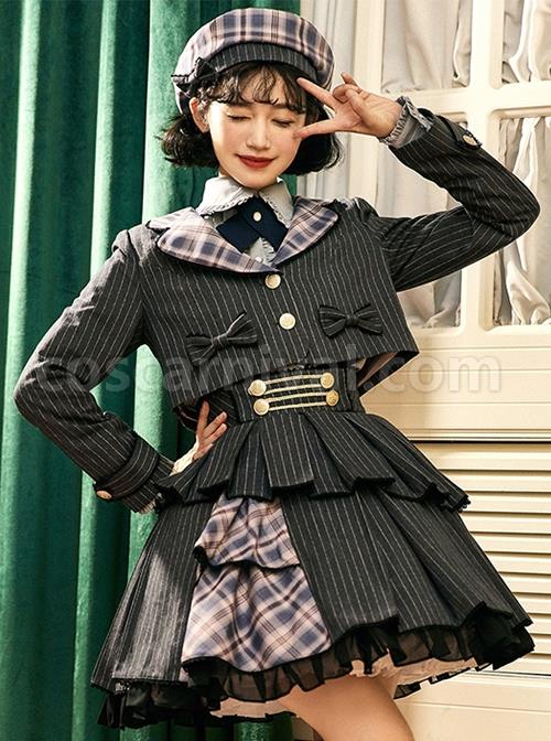 Idol.Q-Series-Simple-Thin-Stripes-Large-Neckline-Plaid-Decoration-Metal-Buttons-Bow-Knot-Short-Long-Sleeve-Classic-Lolita-Coat-coscarnival-5130