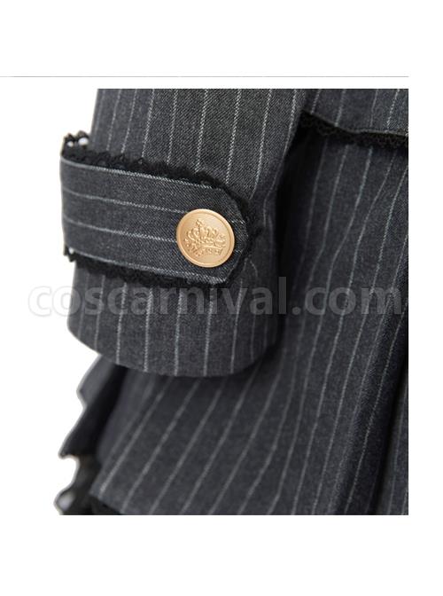 Idol.Q-Series-Simple-Thin-Stripes-Large-Neckline-Plaid-Decoration-Metal-Buttons-Bow-Knot-Short-Long-Sleeve-Classic-Lolita-Coat-coscarnival-5143