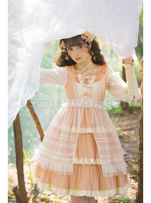 Immerse-Springtime-Series-OP-Pastoral-Style-Elegant-Three-Section-Hem-Classic-Lolita-Long-Sleeve-Dress-With-Tulle-Skirt-coscarnival-4621