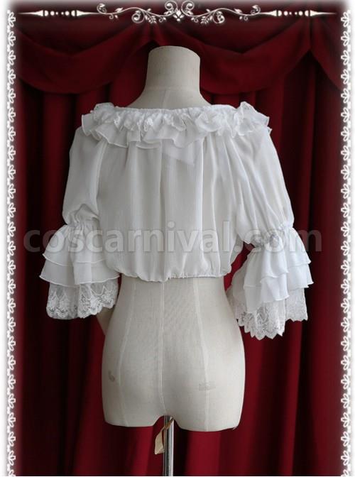 Infanta Chiffon Trumpet Sleeve Lolita Super Short Shirt coscarnival