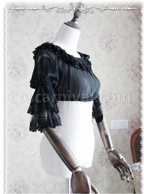 Infanta Chiffon Trumpet Sleeve Lolita Super Short Shirt coscarnival
