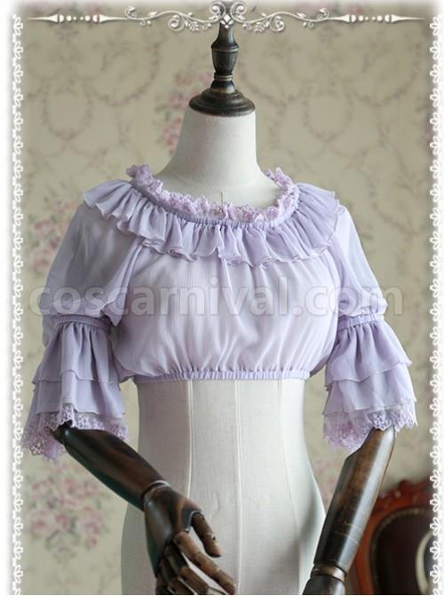 Infanta Chiffon Trumpet Sleeve Lolita Super Short Shirt coscarnival