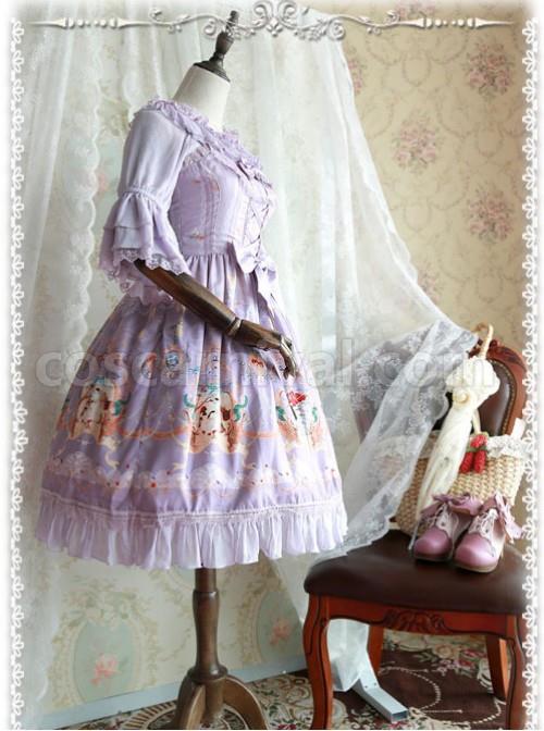 Infanta Chiffon Trumpet Sleeve Lolita Super Short Shirt coscarnival