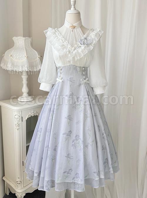 Iris-Print-Spring-Daily-Elegant-Lantern-Sleeve-Mid-Sleeve-Classic-Lolita-Dress-coscarnival-1626