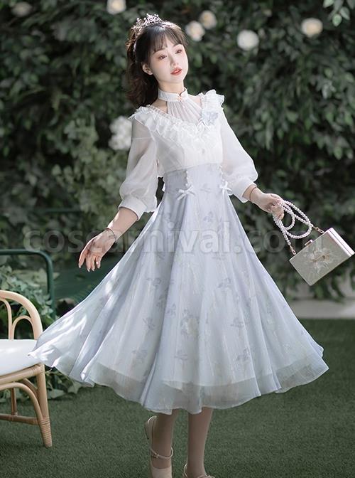 Iris-Print-Spring-Daily-Elegant-Lantern-Sleeve-Mid-Sleeve-Classic-Lolita-Dress-coscarnival-1632