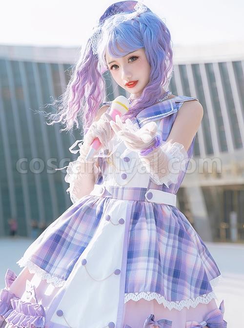 Irregular-Neckline-Purple-Plaid-Print-Lace-Bow-Decorative-Ruffled-Hem-Classic-Lolita-Sleeveless-Dress-coscarnival-765