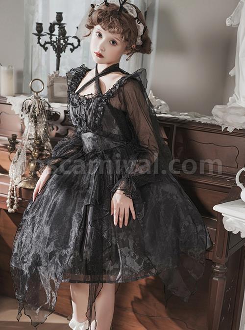 Irregular-Print-Irregular-Hem-Design-Semi-Sheer-Lantern-Sleeve-Classic-Lolita-Long-Sleeve-Dress-coscarnival-398