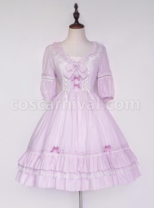 Jacquard-Cotton-Pure-Color-Classic-Lolita-Half-Sleeves-Dress-coscarnival-1080