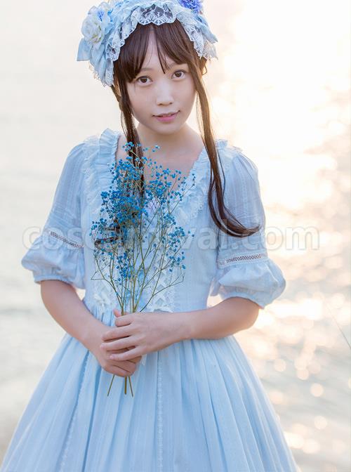 Jacquard-Cotton-Pure-Color-Classic-Lolita-Half-Sleeves-Dress-coscarnival-1090