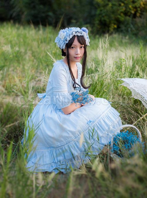 Jacquard-Cotton-Pure-Color-Classic-Lolita-Half-Sleeves-Dress-coscarnival-1094