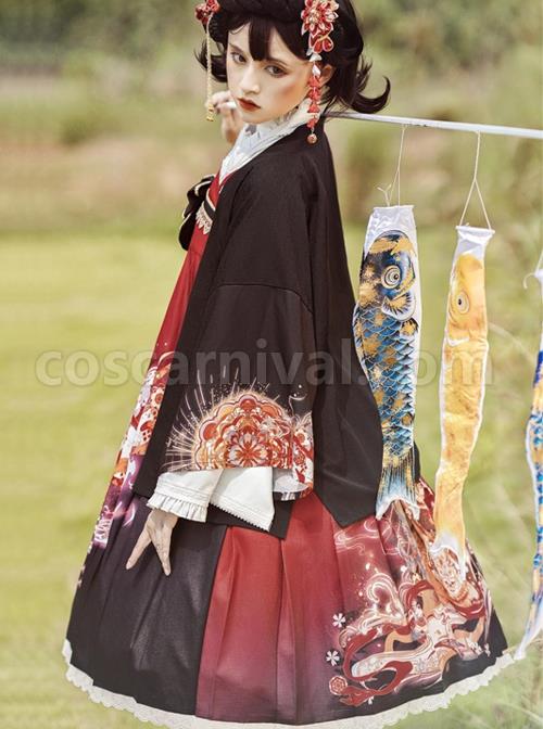 Japanese-Girl-Spring-Summer-Print-Classic-Lolita-Sleeveless-Dress-Shirt-Coat-Suit-coscarnival-2649