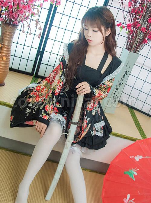 Japanese-Style-Flowers-Printing-Bowknot-Black-Kimono-Classic-Lolita-Dress-coscarnival-853