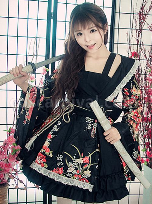 Japanese-Style-Flowers-Printing-Bowknot-Black-Kimono-Classic-Lolita-Dress-coscarnival-861