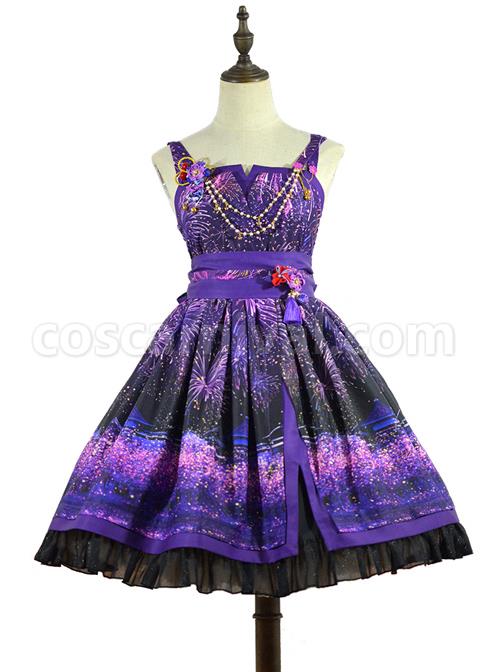 Japanese-Style-Sakura-Fireworks-Classic-Lolita-Sling-Dress-coscarnival-4598