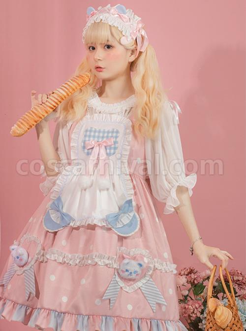 Jennie-Bear-Diary-Series-Cute-Sweet-Pink-Ruched-Lace-Bow-Trim-White-Polka-Dots-Bear-Doll-Shape-Apron-Classic-Lolita-Short-Sleeve-Dress-coscarnival-2630