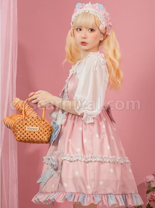 Jennie-Bear-Diary-Series-Cute-Sweet-Pink-Ruched-Lace-Bow-Trim-White-Polka-Dots-Bear-Doll-Shape-Apron-Classic-Lolita-Short-Sleeve-Dress-coscarnival-2641