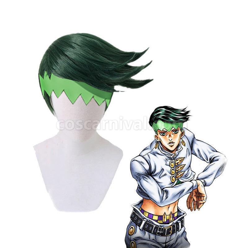 JoJo's Bizarre Adventure Diamond is Unbreakable Rohan Kishibe Short Green Cosplay Wigs coscarnival011118697