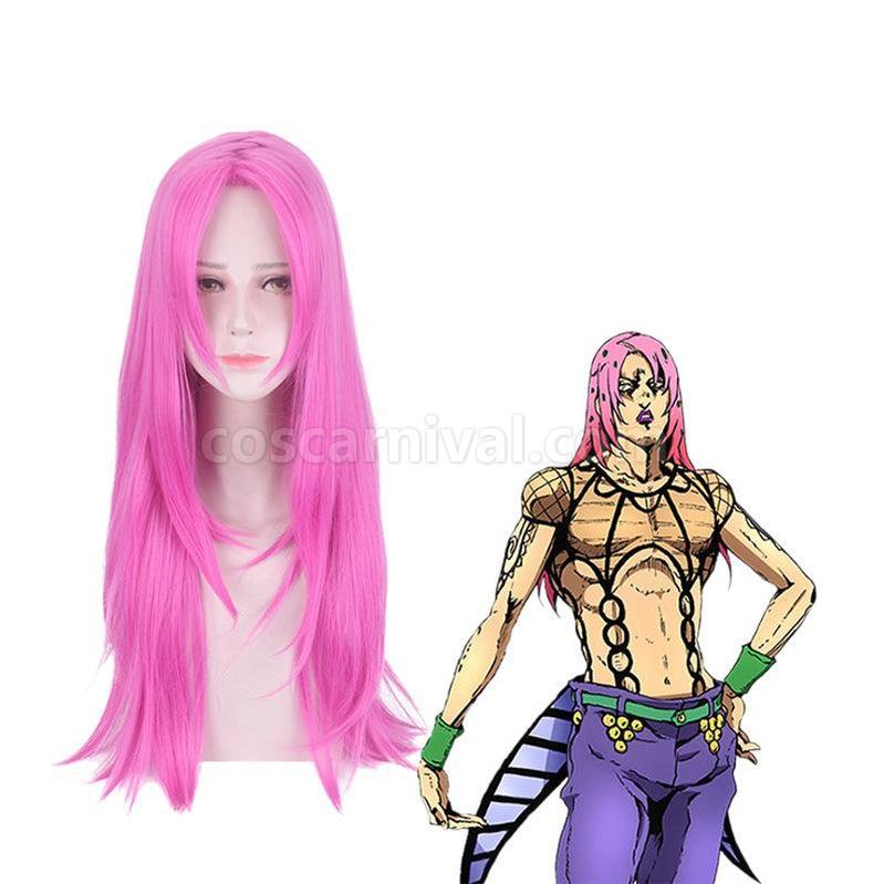 JoJo's Bizarre Adventure Golden Wind Diavolo Long Pink Cosplay Wigs coscarnival011118677
