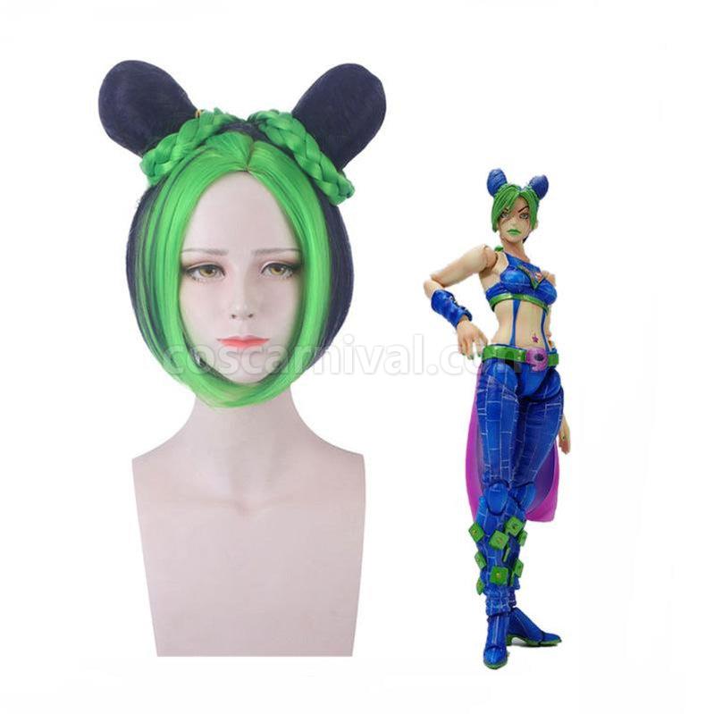 JoJo's Bizarre Adventure Stone Ocean Jolyne Cujoh Mixed Dark Green Cosplay Wigs coscarnival011118754