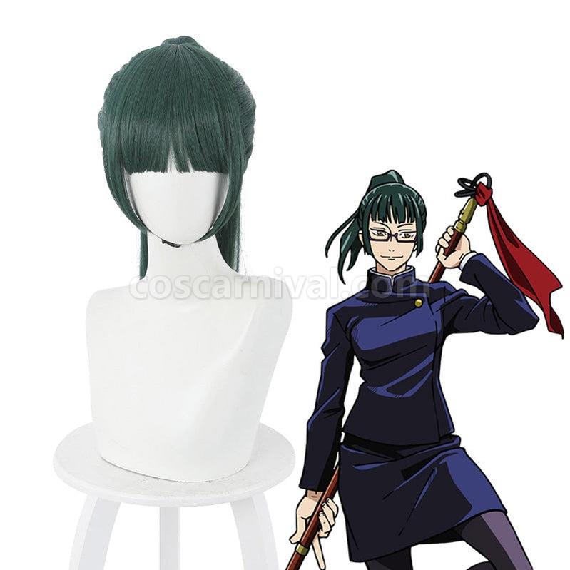 Jujutsu Kaisen Maki Zenin Long Dark Green Cosplay Wigs coscarnival011113615
