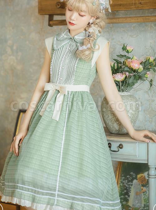 Jungle-Letterhead-Series-Pastoral-Style-Daily-Classic-Lolita-Green-Plaid-Sleeveless-Dress-coscarnival-5075