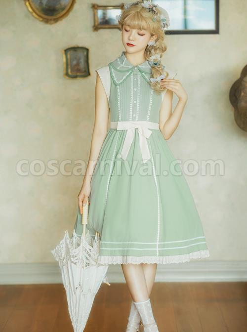 Jungle-Letterhead-Series-Pastoral-Style-Green-Daily-Classic-Lolita-Pure-Color-Sleeveless-Dress-coscarnival-5078