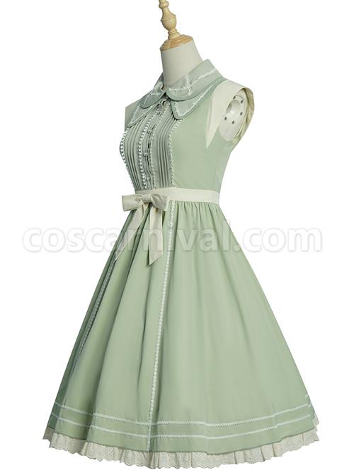 Jungle-Letterhead-Series-Pastoral-Style-Green-Daily-Classic-Lolita-Pure-Color-Sleeveless-Dress-coscarnival-5098