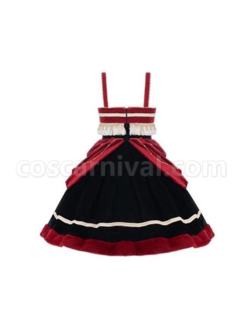 K Series Baroque Red Velvet Classical Detachable Chain Gemini Gothic Lolita Sleeveless Dress coscarnival