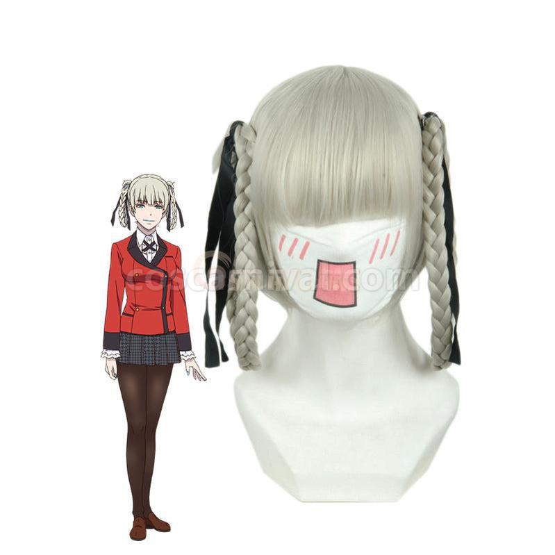 Kakegurui Kirari Momobami Synthetic Silver Cosplay Wigs coscarnival011118357