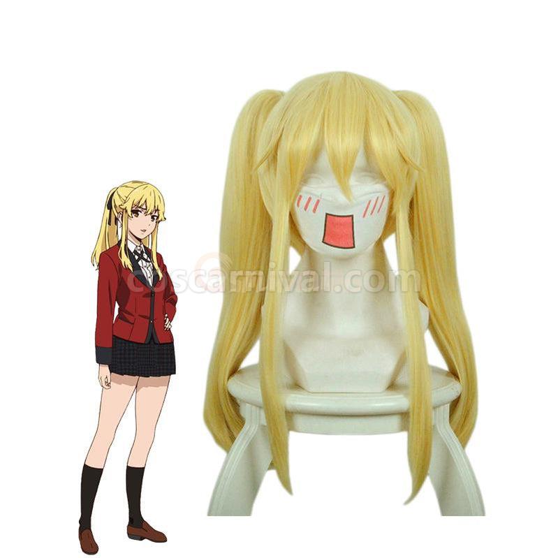 Kakegurui Meari Saotome Mary Saotome Blonde Double Ponytail Synthetic Cosplay Wig coscarnival011118369