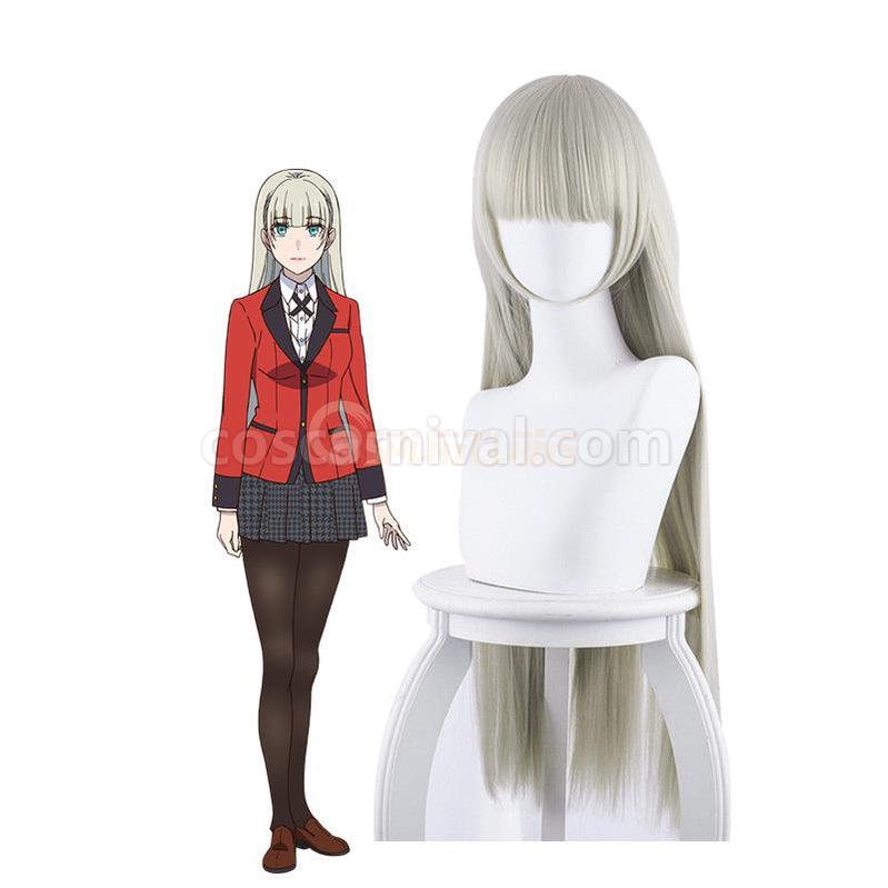 Kakegurui Ririka Momobami 80cm Long Grey Straight Cosplay Wigs coscarnival011118395