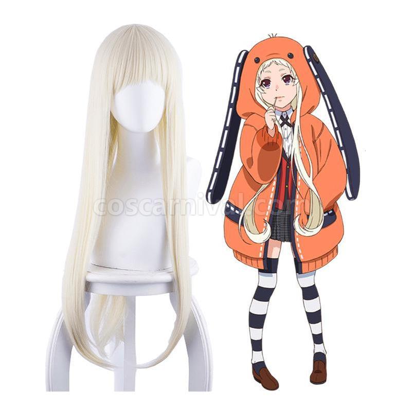 Kakegurui Yomoduki Runa Long Straight Cream White Cosplay Wigs coscarnival011117746