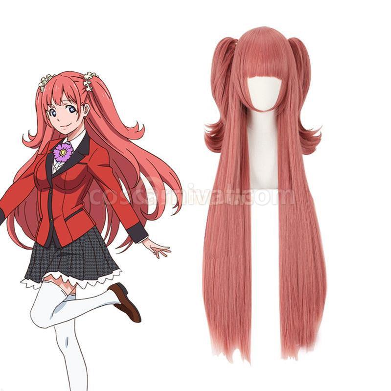 Kakegurui Yumemite Yumemi 100cm Long Pink Straight Cosplay Wigs coscarnival011118397