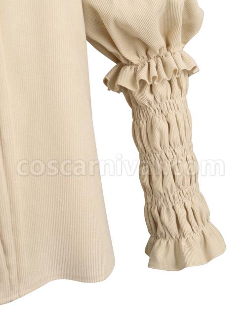 Kitten Detective Series Doll Collar Ruffle School Lolita Beige Long Sleeve Shirt coscarnival