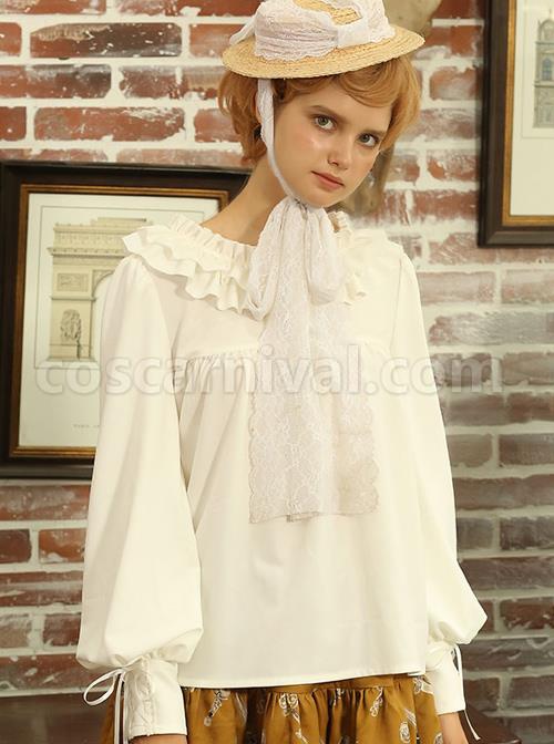 Knife And Sword War Series Ruffle Collar Long Sleeve Lolita Shirt coscarnival